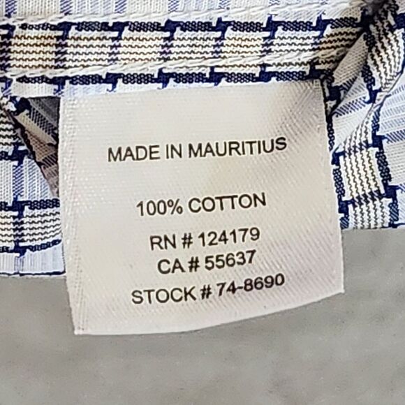 Johnston & Murphy Men's Flip Cuff Button Up Shirt XL Plaid Blue 100% Cotton - Picture 7 of 7